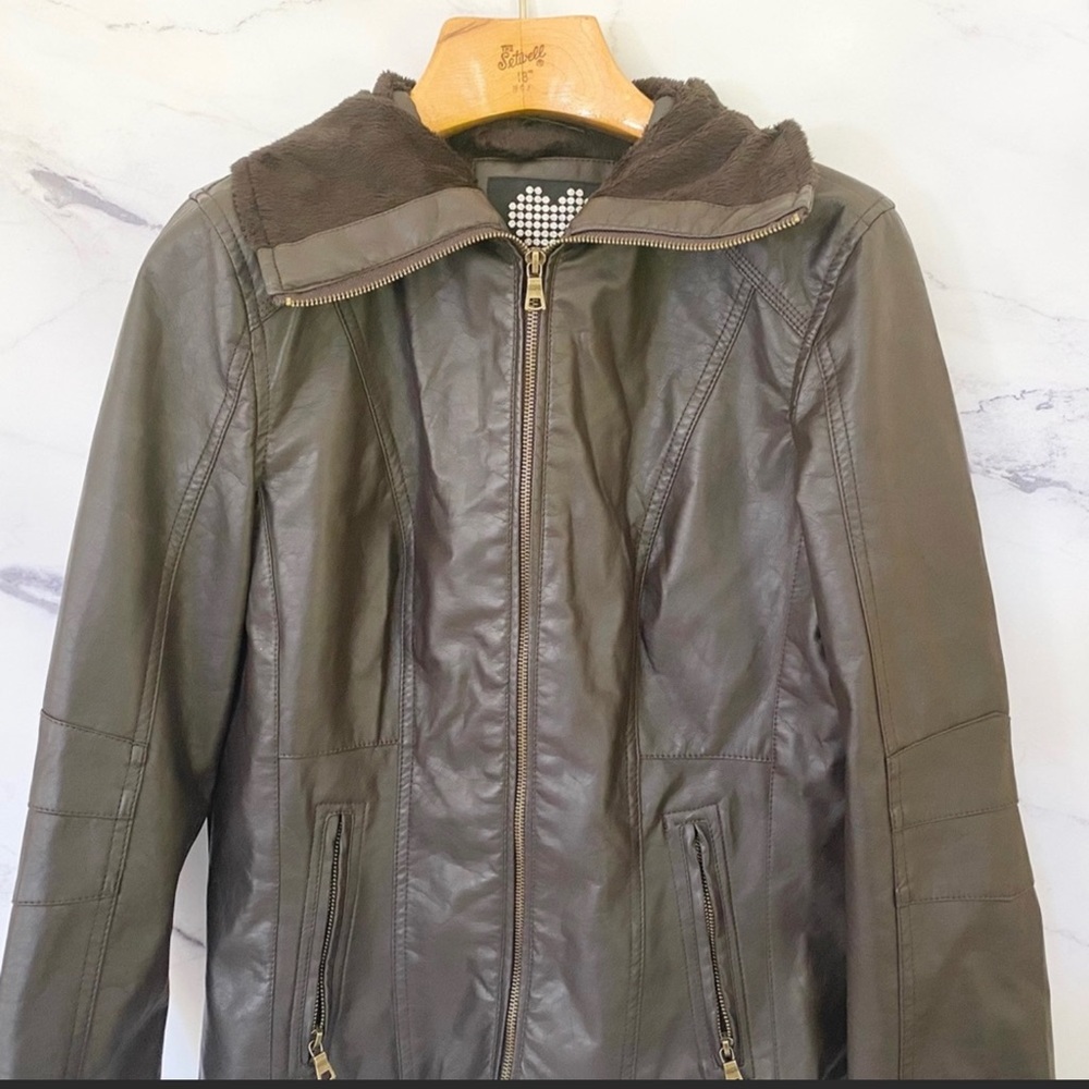 Faux Leather Jacket With Collar Size XL